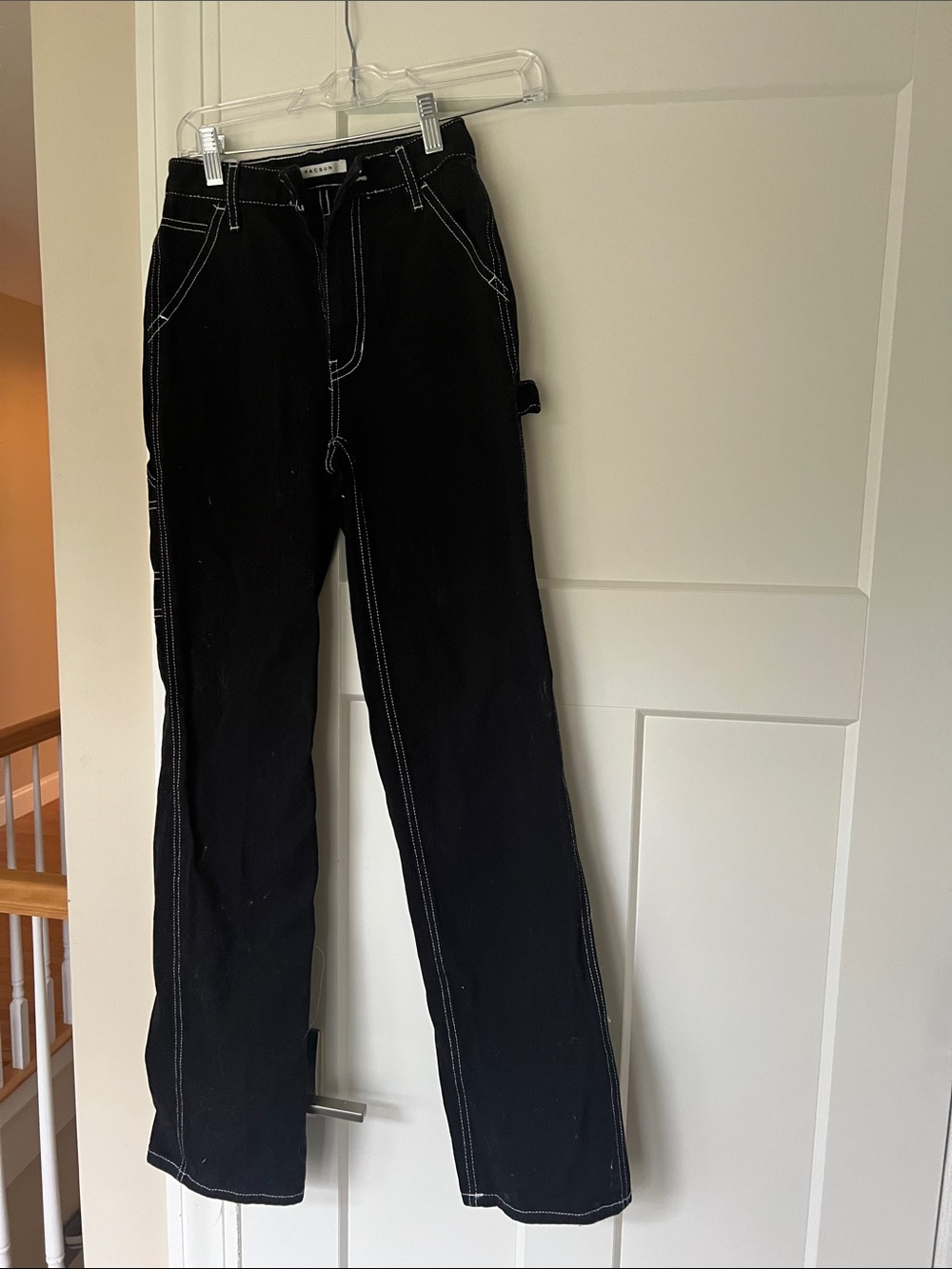 PacSun Black Straight Leg Jeans with White Contrast Stitching
